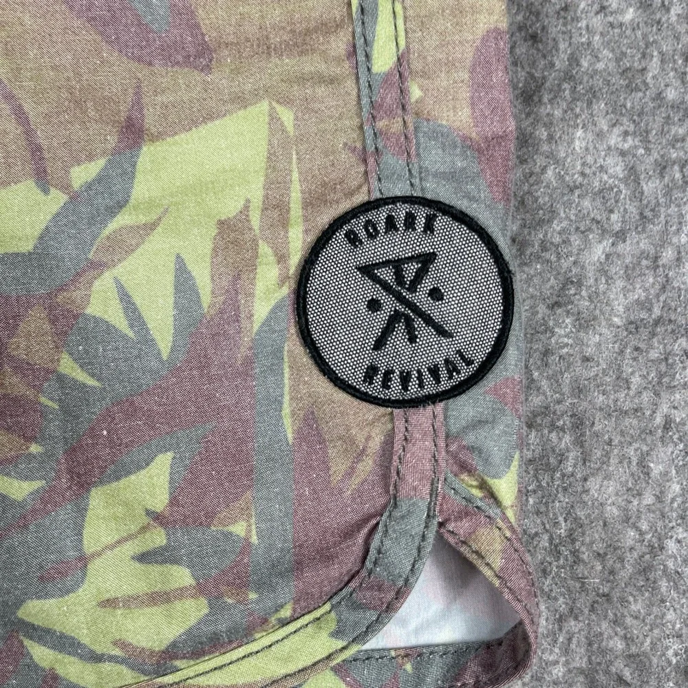 Roark Revival Board Shorts Mens 38 Green Botanical Camo Drawstring Swim Trunks